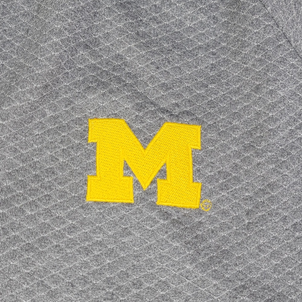 Champion Michigan Wolverines Mens 2XL Grey Textured Diamond Knit Quarter Zip